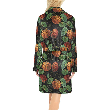Pumpkin Pattern Print Design A02 Women's Fleece Robe
