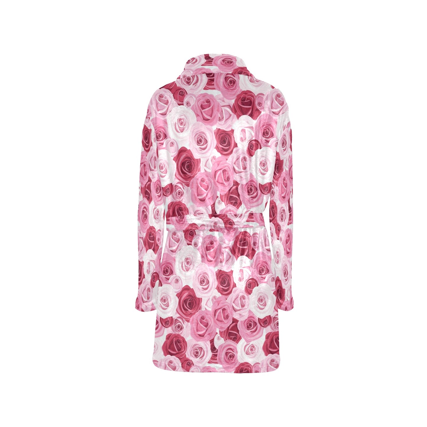 Pink Red Rose Pattern Print Women's Fleece Robe