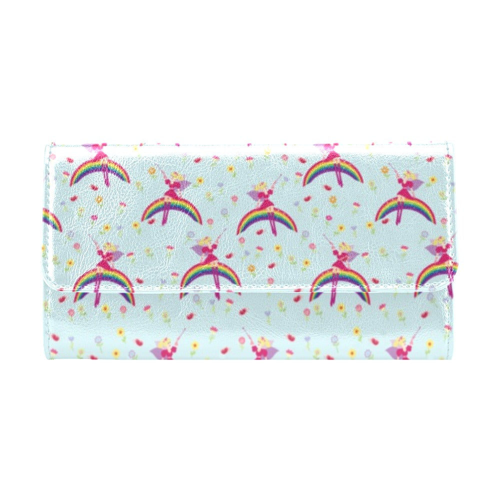 Fairy with Rainbow Print Pattern Women's Trifold Wallet