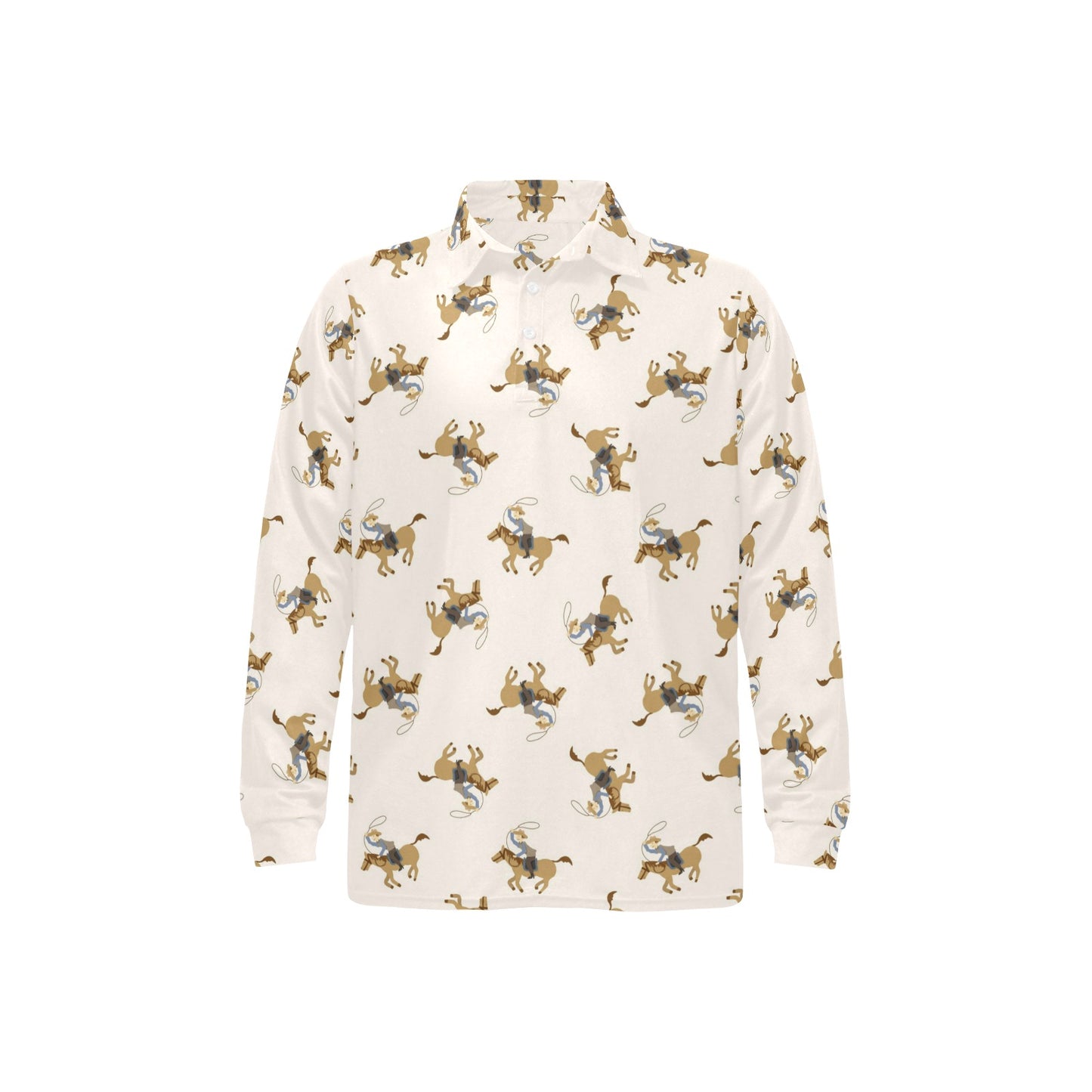 Cowboy Pattern Print Design 01 Long Sleeve Polo Shirt For Men's