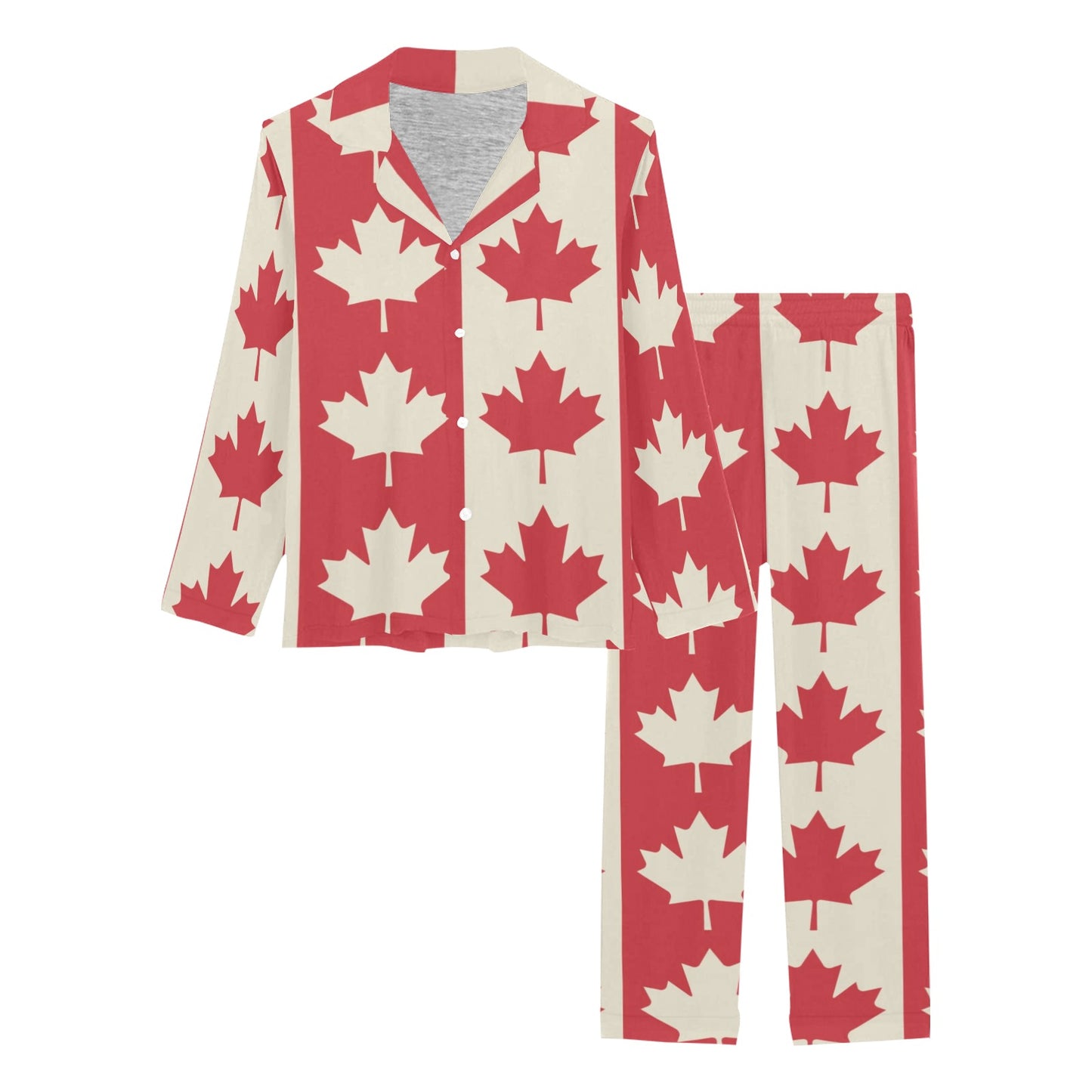 Maple Leaf Pattern Print Design 02 Women's Long Pajama Set
