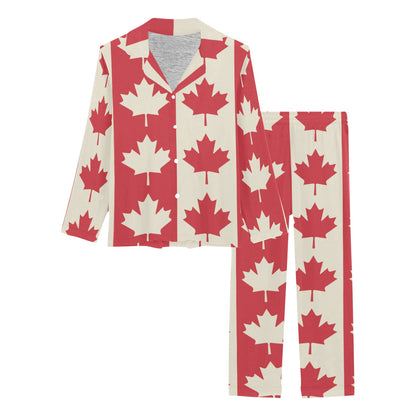 Maple Leaf Pattern Print Design 02 Women's Long Pajama Set