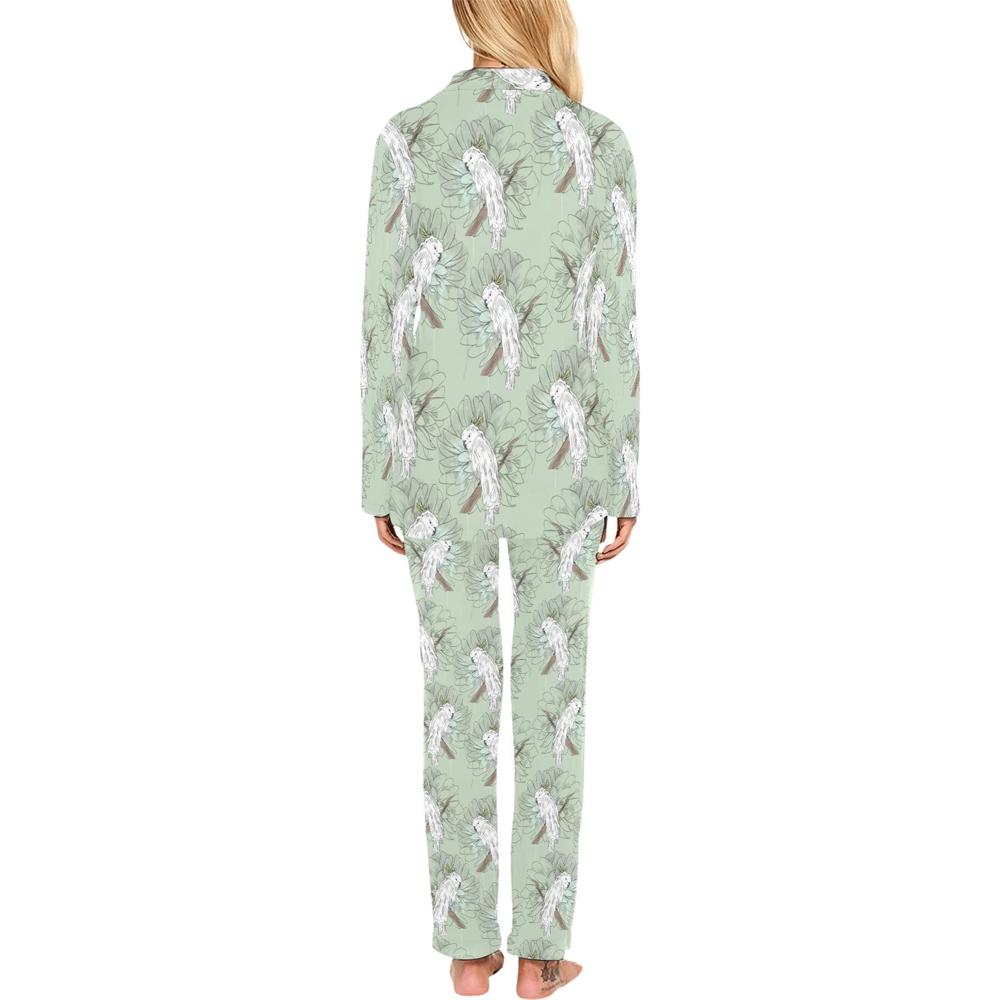Cockatiel Pattern Print Design 01 Women's Long Pajama Set
