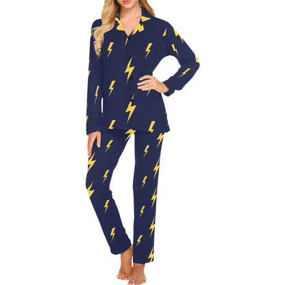 Lightning Thunder Pattern Print Design 03 Women's Long Pajama Set