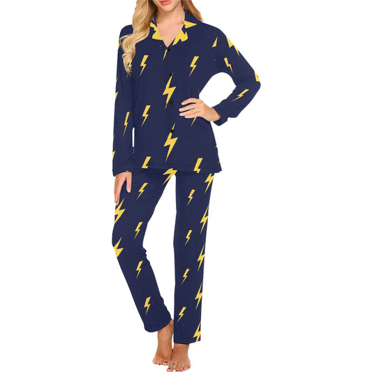 Lightning Thunder Pattern Print Design 03 Women's Long Pajama Set
