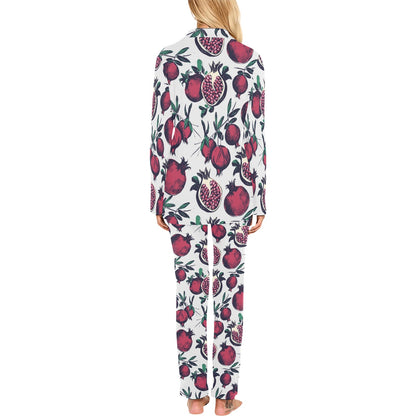 Pomegranate Pattern Print Design PG01 Women's Long Pajama Set
