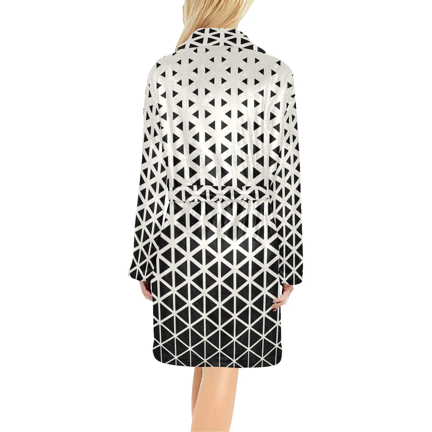 Geometric Black White Pattern Print Design 03 Women's Fleece Robe