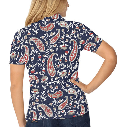 Paisley Pattern Print Design A05 Women's Polo Shirt
