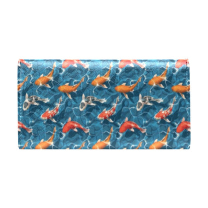 Koi Carp Water Design Themed Print Women's Trifold Wallet