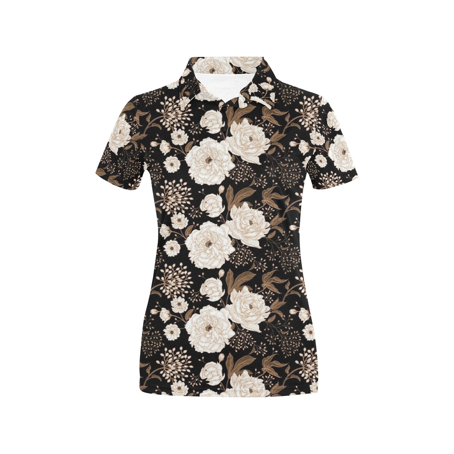 Peony Pattern Print Design A02 Women's Polo Shirt