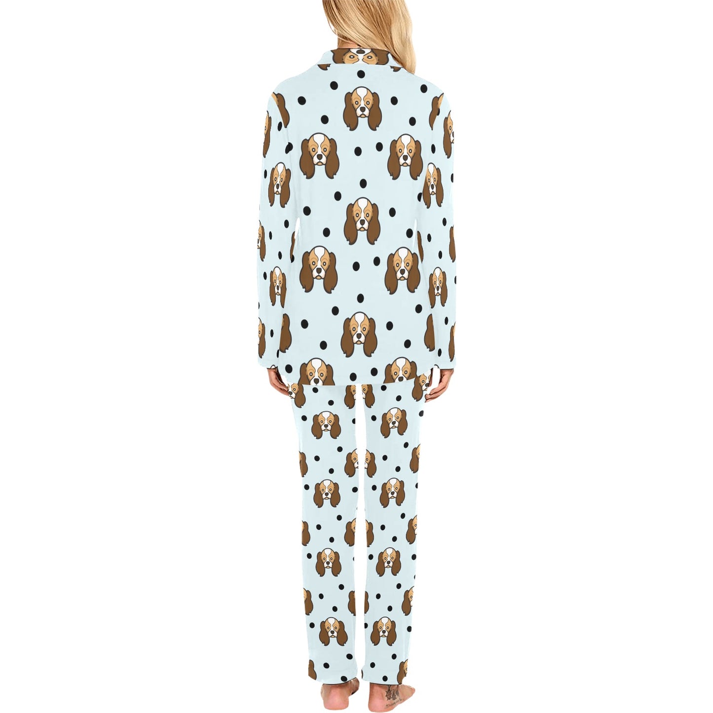 Cavalier King Charles Spaniels Pattern Print Design 02 Women's Long Pajama Set