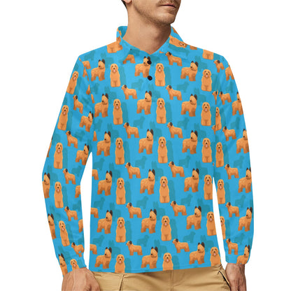 Briards Pattern Print Design 01 Long Sleeve Polo Shirt For Men's