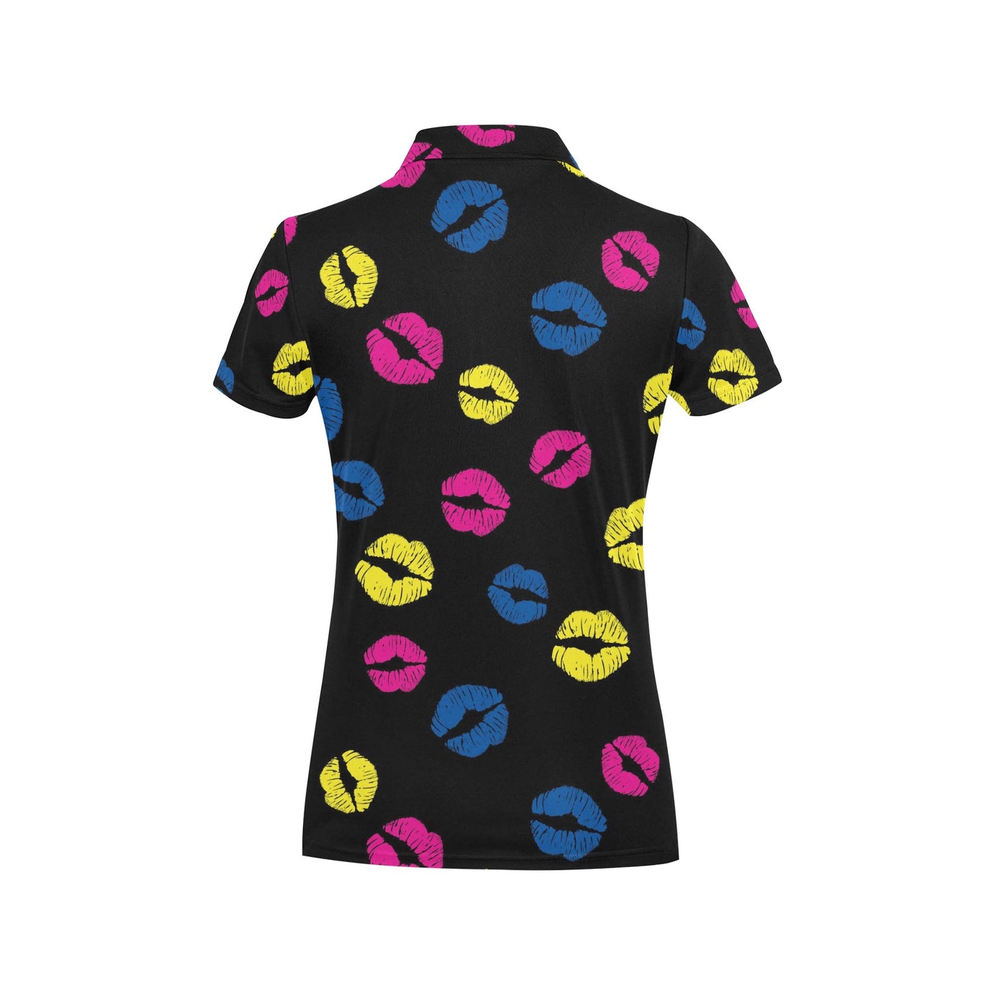 Lip Neon Color Pattern Print Design 01 Women's Polo Shirt