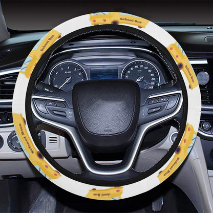 School Bus Print Design LKS306 Steering Wheel Cover with Elastic Edge