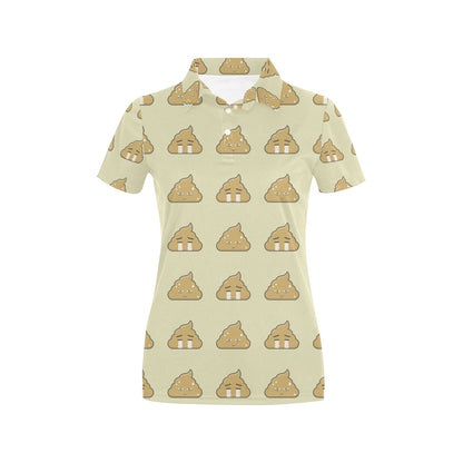 Poop Emoji Pattern Print Design A04 Women's Polo Shirt