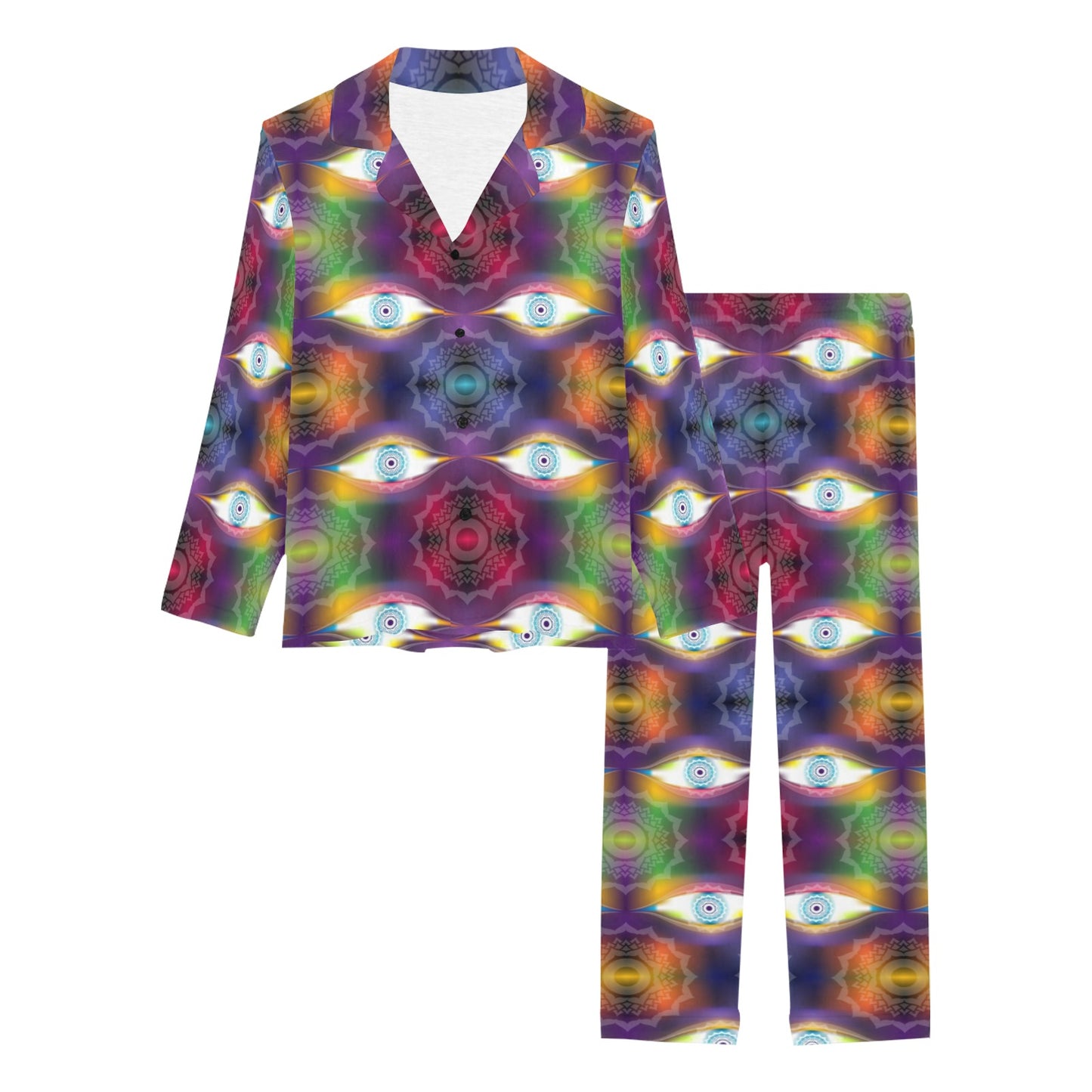 Chakra Eye Print Pattern Women's Long Pajama Set