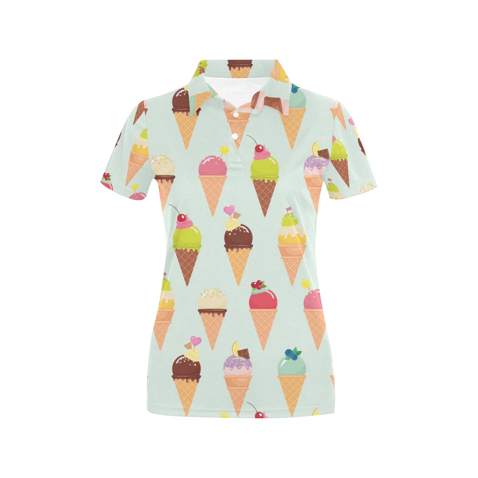 Ice Cream Pattern Print Design 03 Women's Polo Shirt