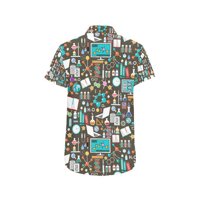Science Print Design LKS303 Men Short Sleeve Button Up Shirt