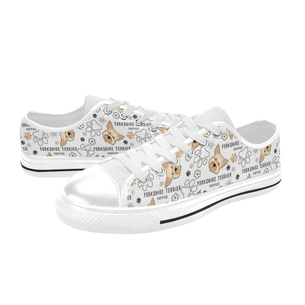 Yorkshire Terriers Print Design LKS308 Women's White Low Top Shoes