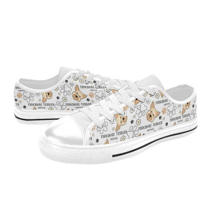 Yorkshire Terriers Print Design LKS308 Women's White Low Top Shoes