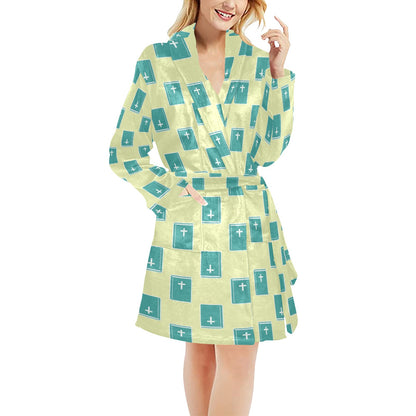 Bible Pattern Print Design 04 Women's Fleece Robe