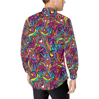 Trippy Print Design LKS302 Men's Long Sleeve Dress Shirt