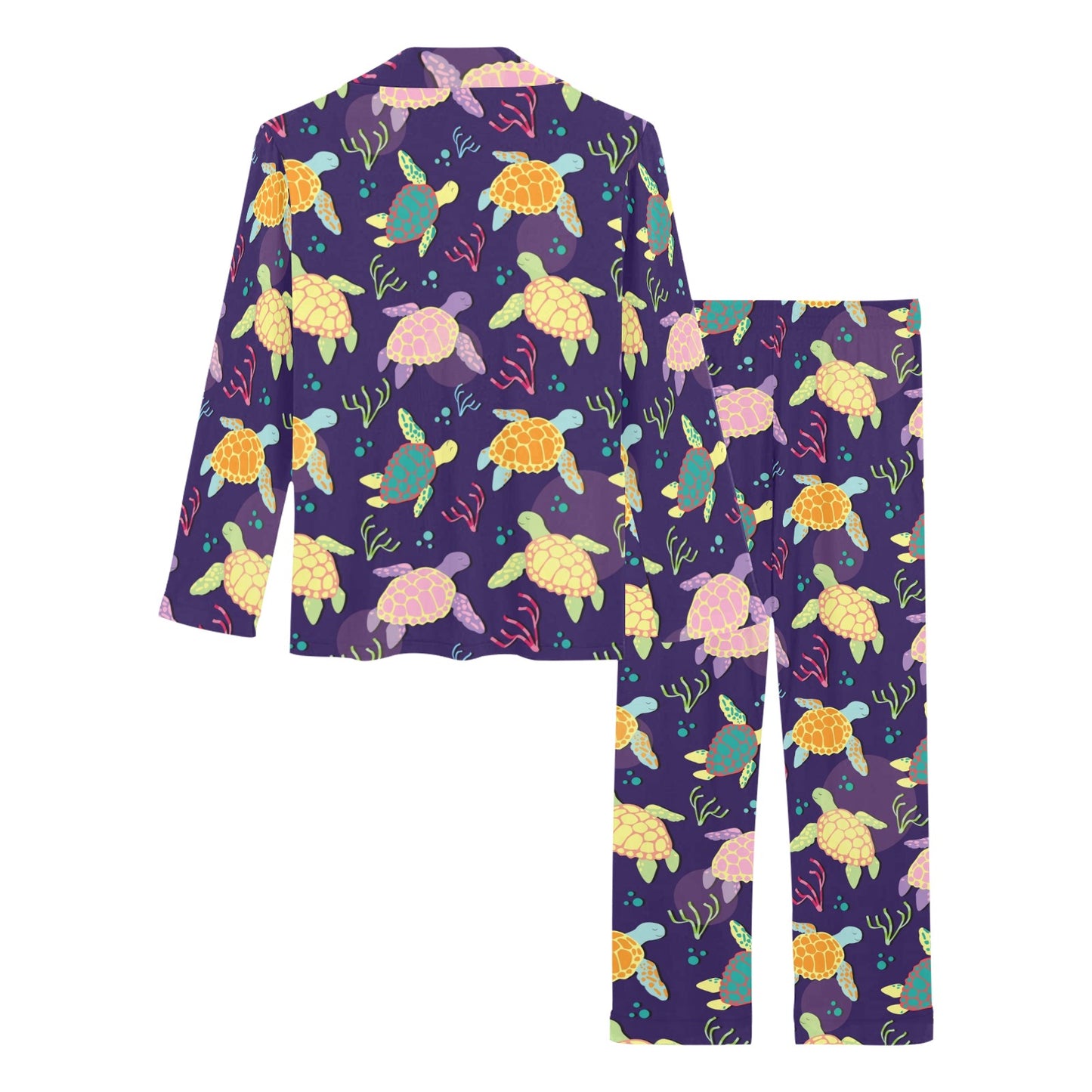 Sea Turtle Color Smile Women's Long Pajama Set