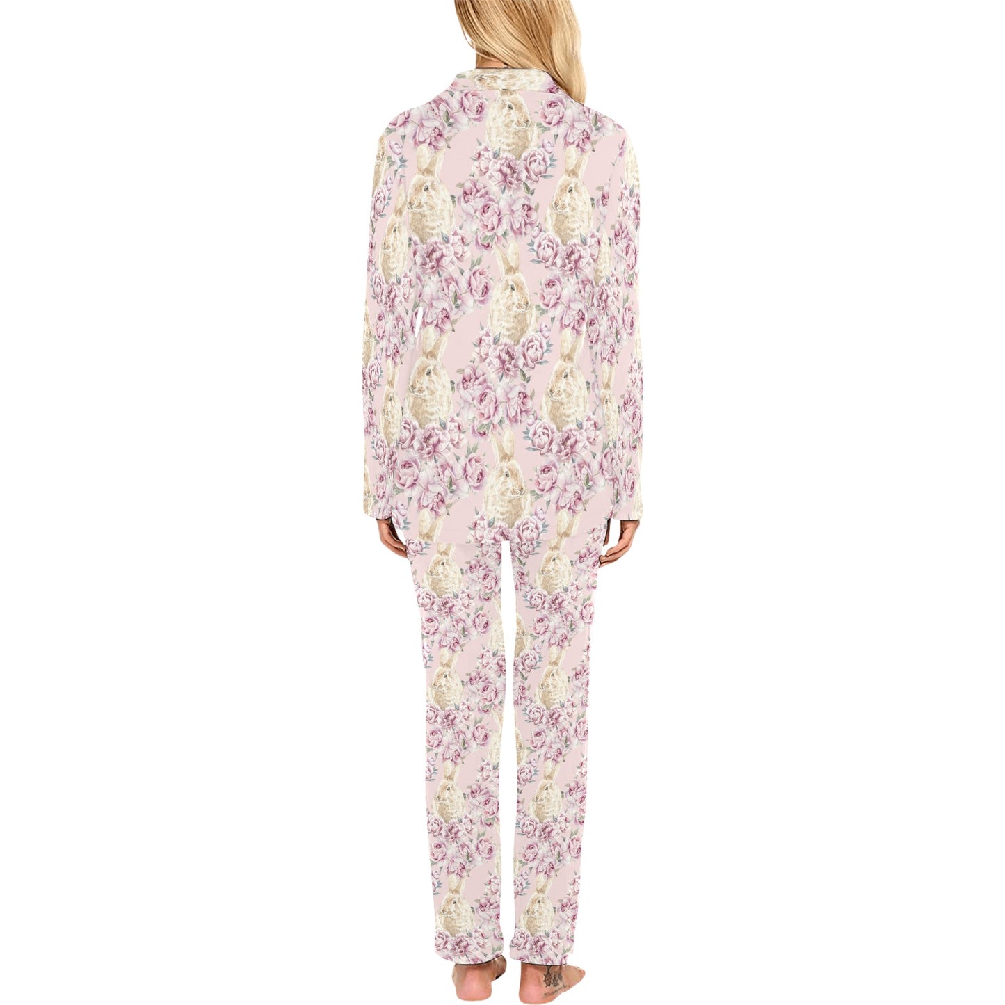 Rabbit Print Design LKS403 Women's Long Pajama Set