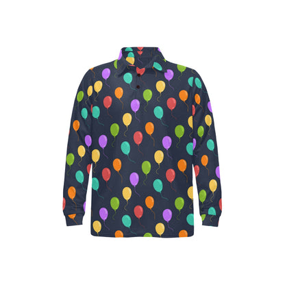 Ballon Colorful Pattern Print Design 03 Long Sleeve Polo Shirt For Men's
