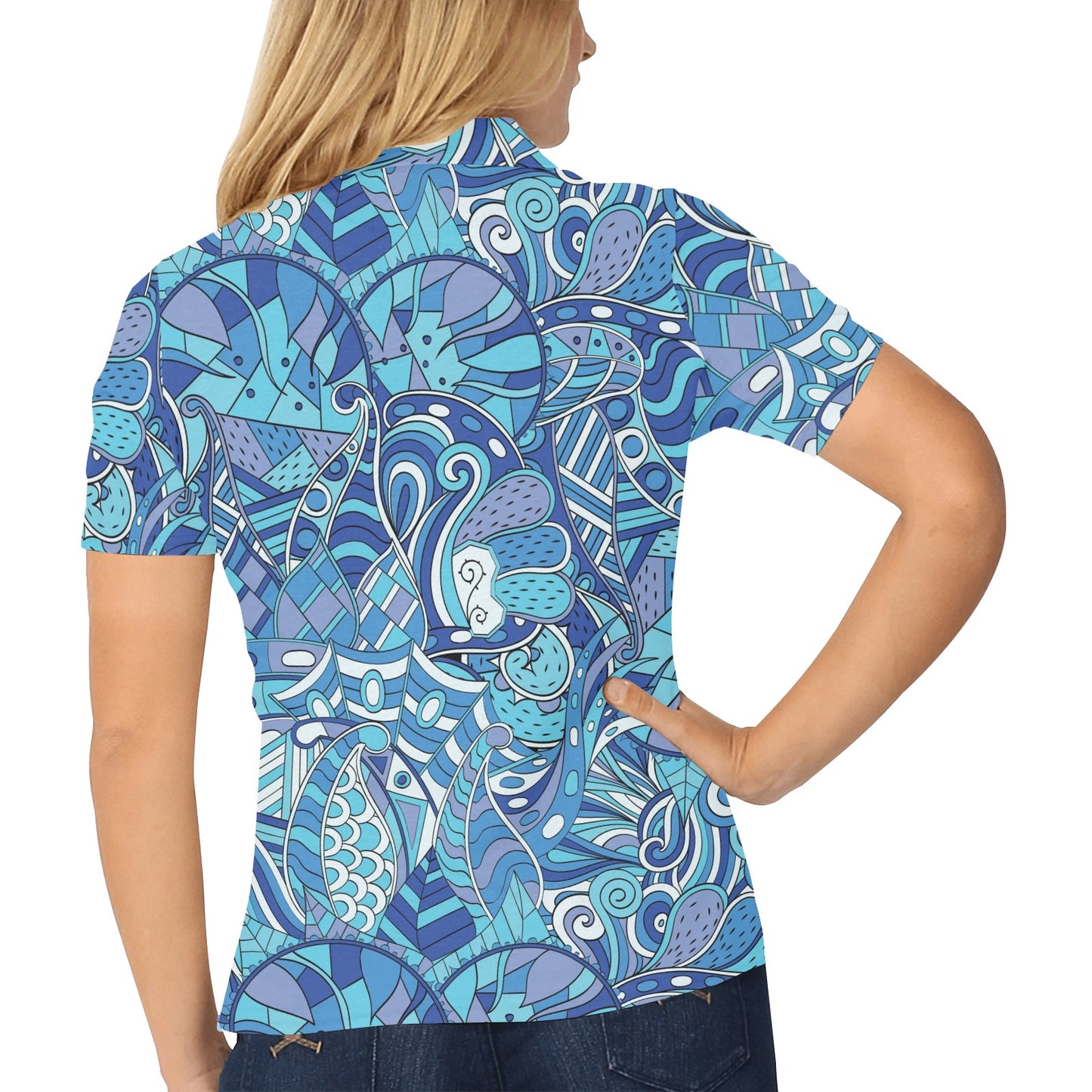 Funky Retro Pattern Print Design A02 Women's Polo Shirt