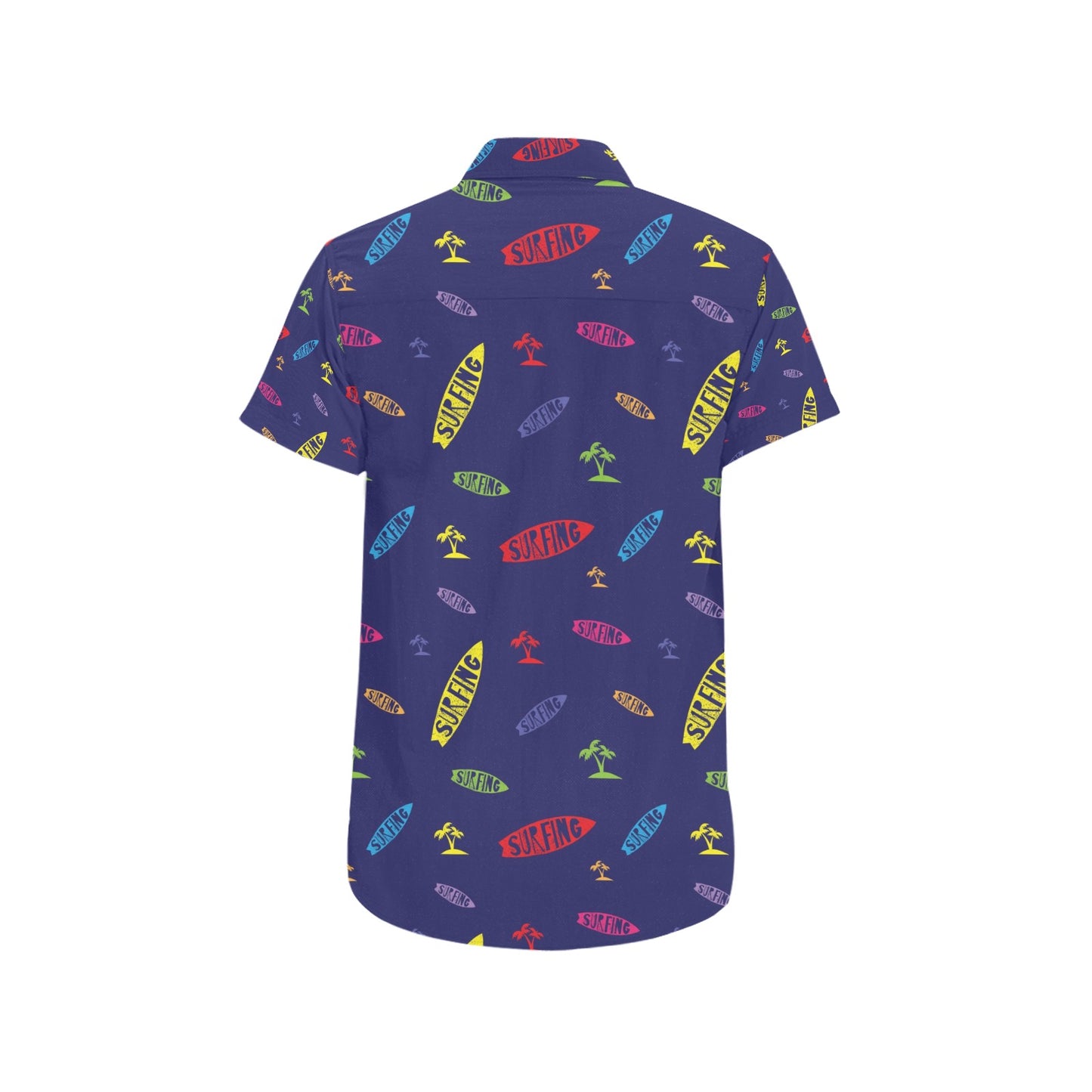 Surfboard Print Design LKS305 Men Short Sleeve Button Up Shirt