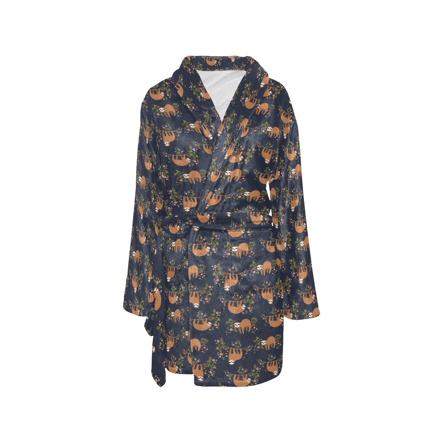 Sloth flower Design Themed Print Women's Fleece Robe