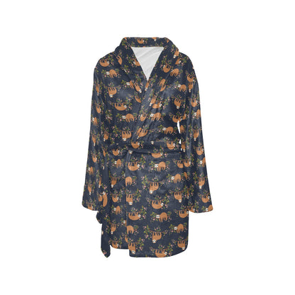 Sloth flower Design Themed Print Women's Fleece Robe