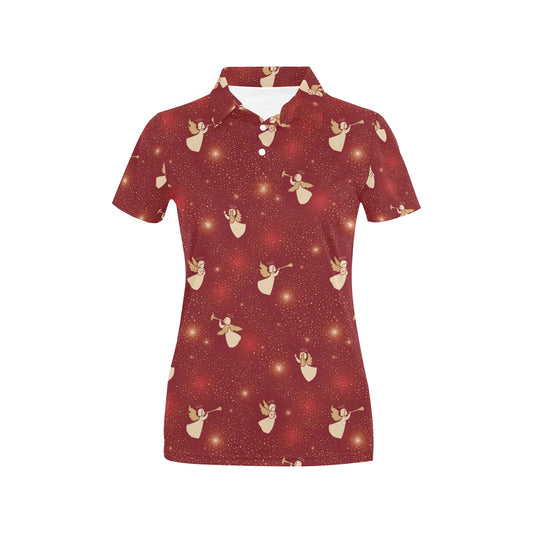 Angel Pattern Print Design 07 Women's Polo Shirt