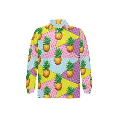 Pineapple Pattern Print Design PP05 Long Sleeve Polo Shirt For Men's