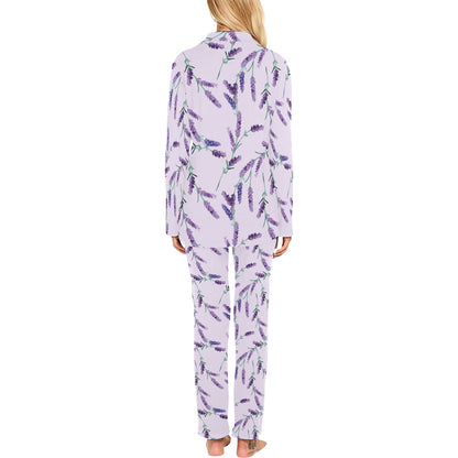 Lavender Pattern Print Design 02 Women's Long Pajama Set
