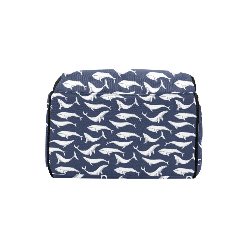 Whale Print Design LKS308 Diaper Bag Backpack
