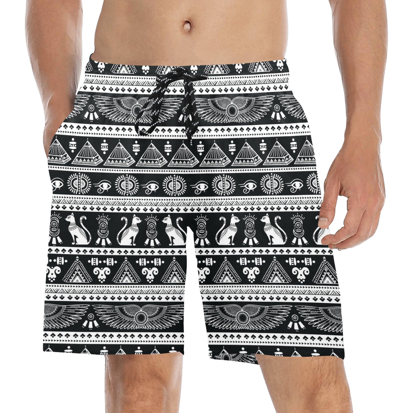 Tribal Pattern Print Design LKS305 Men's Swim Trunks Beach Shorts