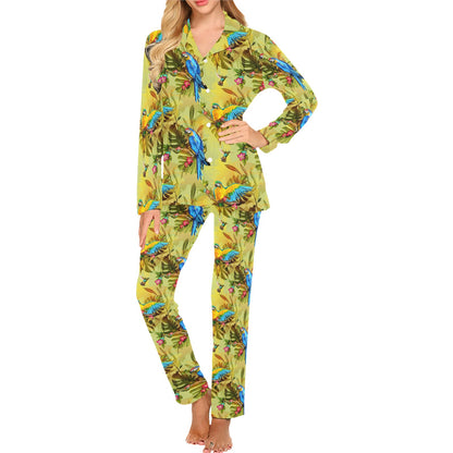 Parrot Pattern Print Design A02 Women's Long Pajama Set