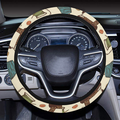 Sewing Equipment Print Design LKS303 Steering Wheel Cover with Elastic Edge