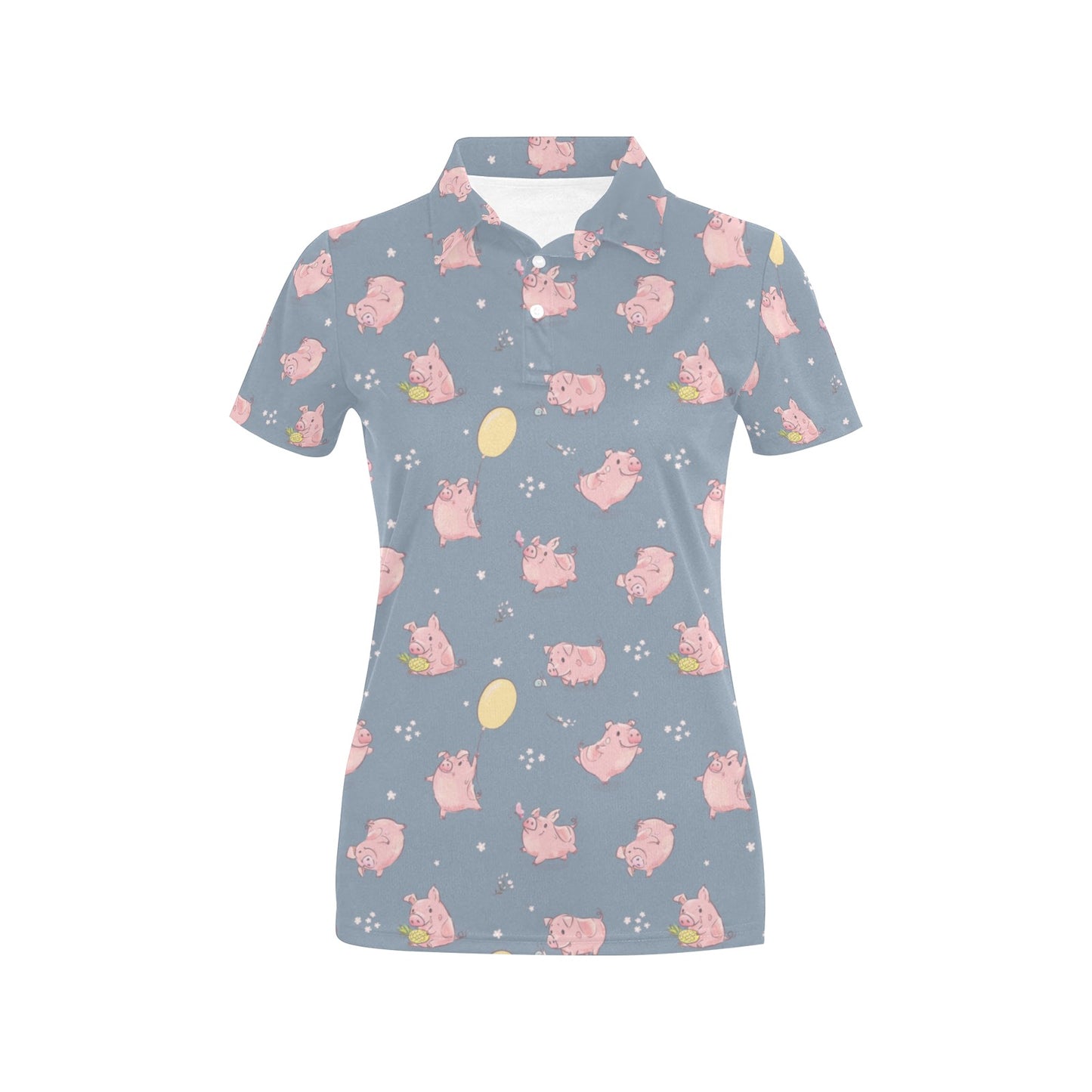 Pig Print Design LKS405 Women's Polo Shirt