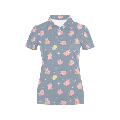 Pig Print Design LKS405 Women's Polo Shirt