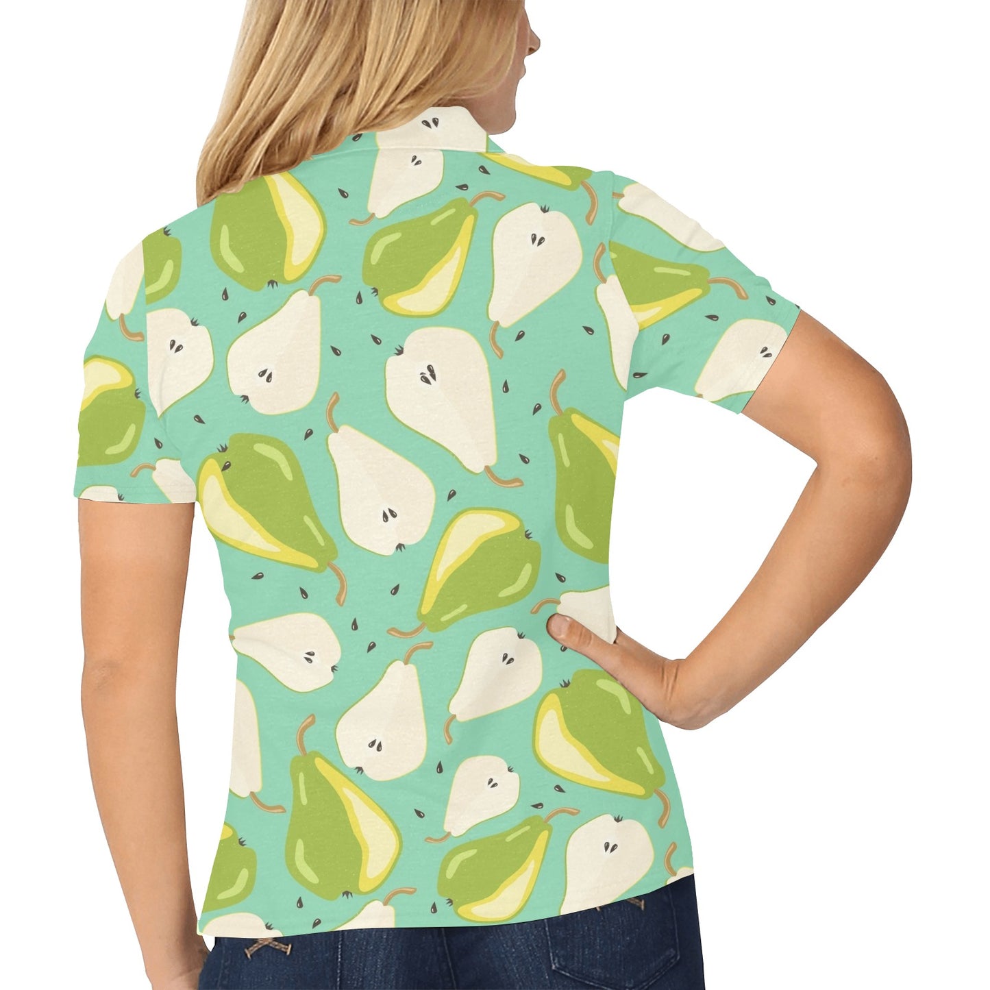 Pear Pattern Print Design PE04 Women's Polo Shirt