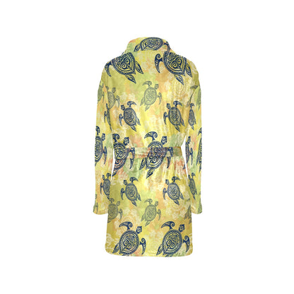 Hawaiian Turtle Tribal Design Print Women's Fleece Robe