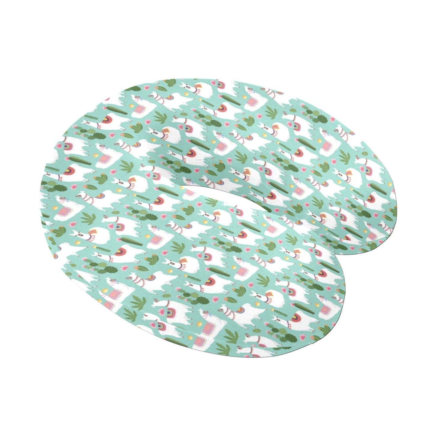 Llama with Cactus Themed Print U-Shaped Travel Neck Pillow