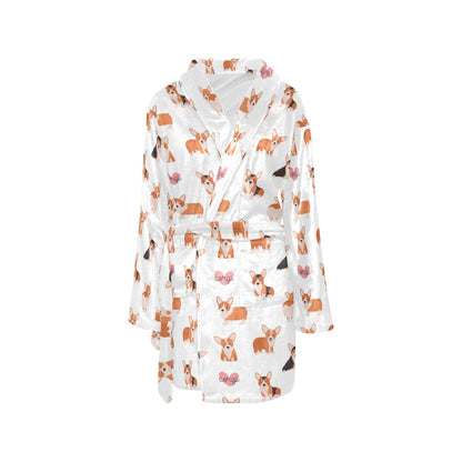 Cardigan Welsh Corgis Pattern Print Design 02 Women's Fleece Robe