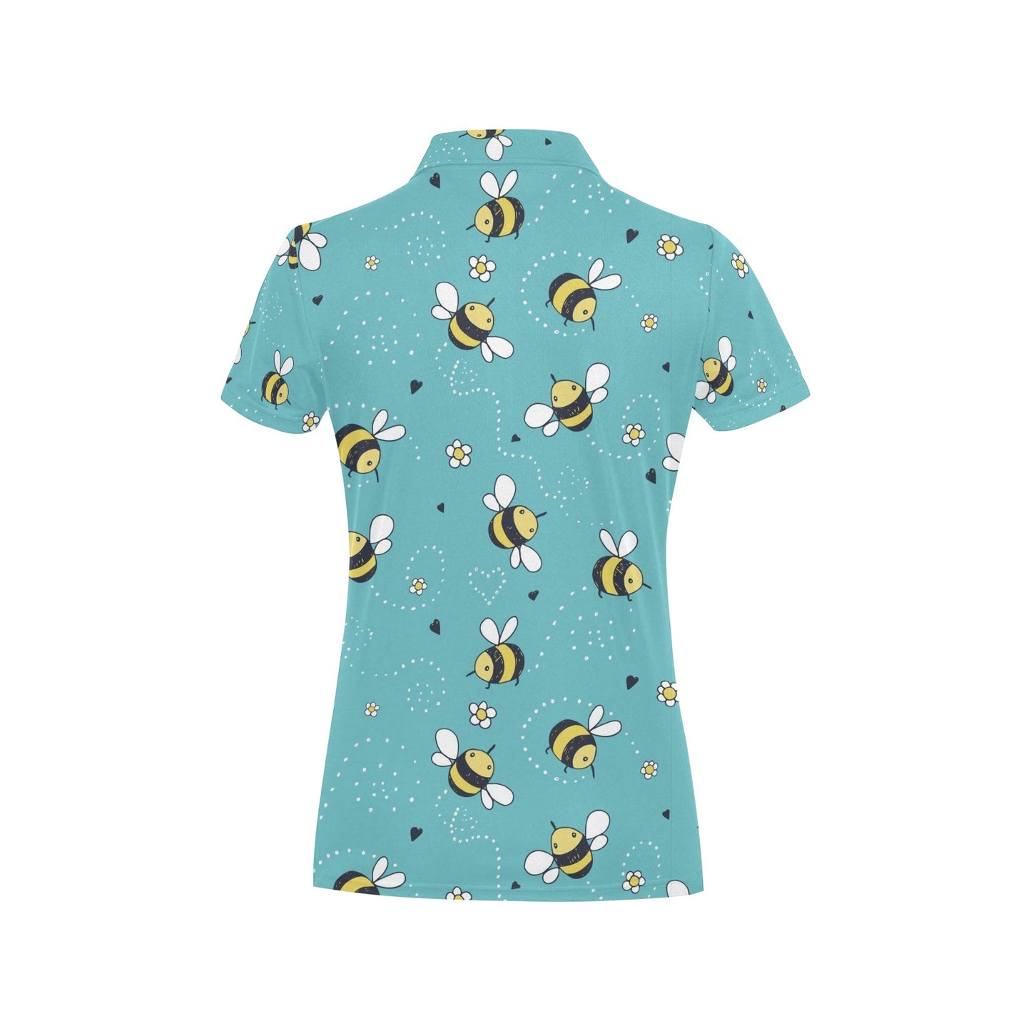 Bee Pattern Print Design BEE02 Women's Polo Shirt