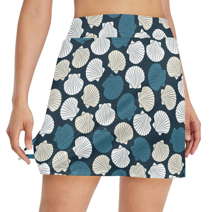 Seashell Print Design LKS3013 17" Golf & Pickleball Skort with Pockets