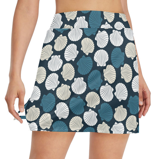 Seashell Print Design LKS3013 17" Golf & Pickleball Skort with Pockets