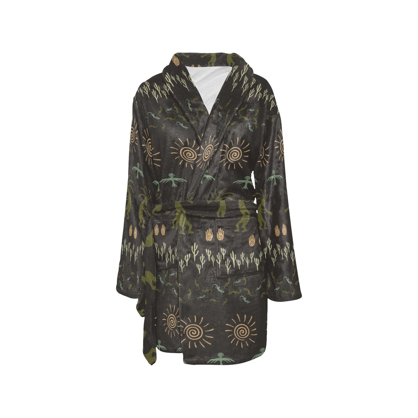 Mayan Pattern Print Design 04 Women's Fleece Robe